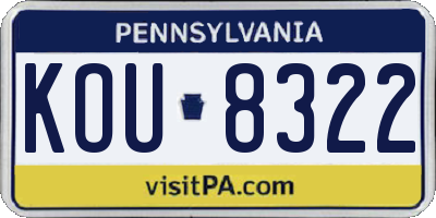 PA license plate KOU8322