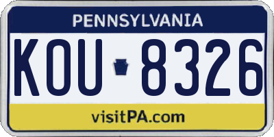 PA license plate KOU8326