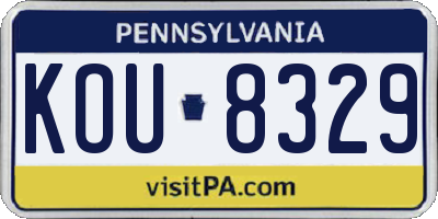 PA license plate KOU8329