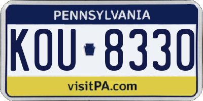 PA license plate KOU8330