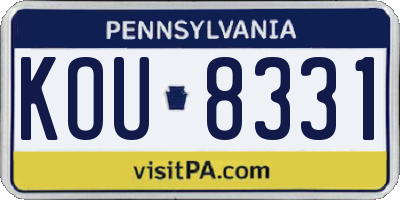 PA license plate KOU8331
