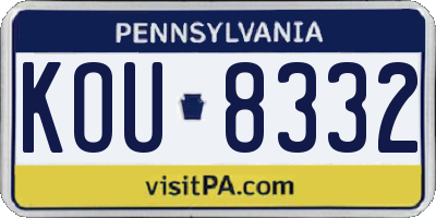 PA license plate KOU8332