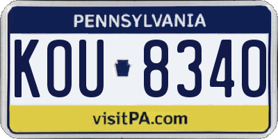 PA license plate KOU8340