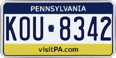 PA license plate KOU8342