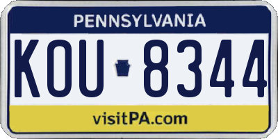 PA license plate KOU8344