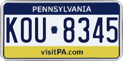 PA license plate KOU8345