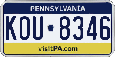 PA license plate KOU8346