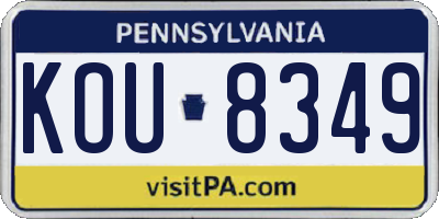 PA license plate KOU8349