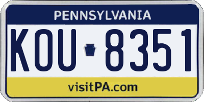 PA license plate KOU8351