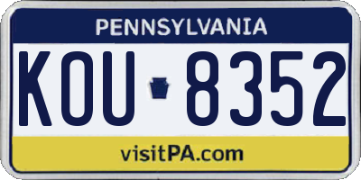 PA license plate KOU8352