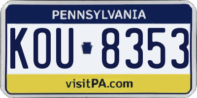 PA license plate KOU8353