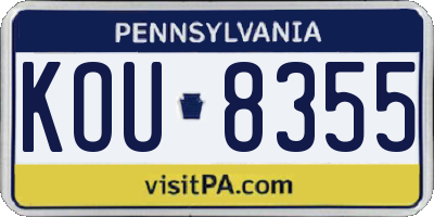 PA license plate KOU8355