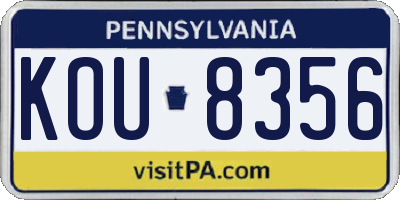 PA license plate KOU8356