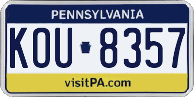 PA license plate KOU8357