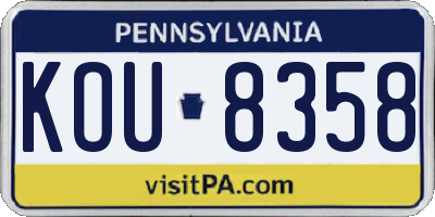 PA license plate KOU8358