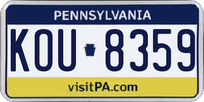 PA license plate KOU8359