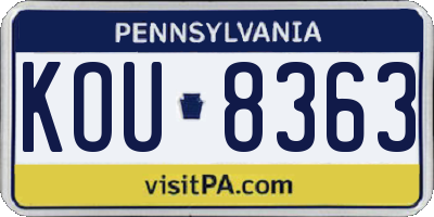 PA license plate KOU8363