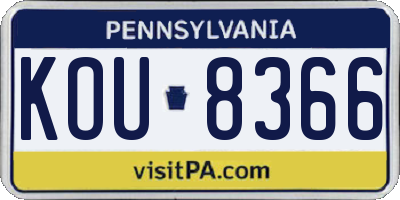 PA license plate KOU8366