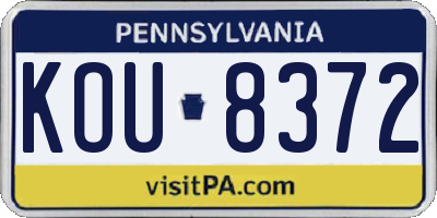 PA license plate KOU8372
