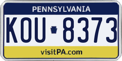 PA license plate KOU8373