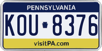 PA license plate KOU8376