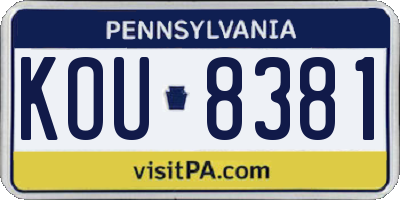 PA license plate KOU8381