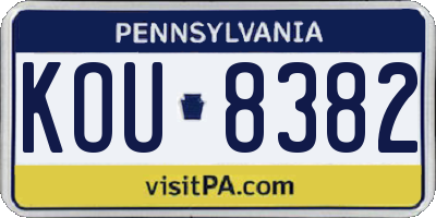 PA license plate KOU8382