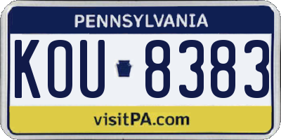 PA license plate KOU8383