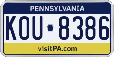 PA license plate KOU8386