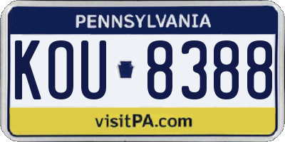 PA license plate KOU8388