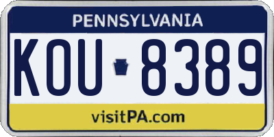 PA license plate KOU8389