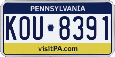PA license plate KOU8391