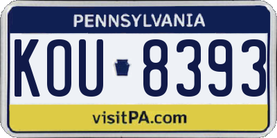 PA license plate KOU8393