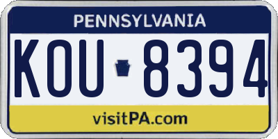PA license plate KOU8394