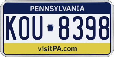 PA license plate KOU8398