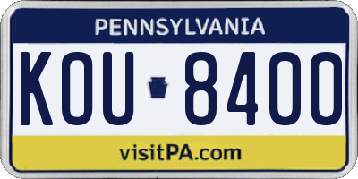 PA license plate KOU8400