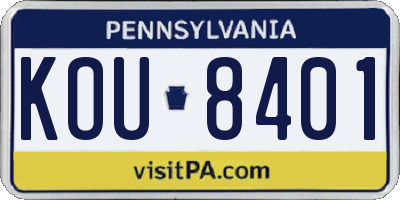 PA license plate KOU8401
