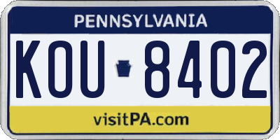 PA license plate KOU8402