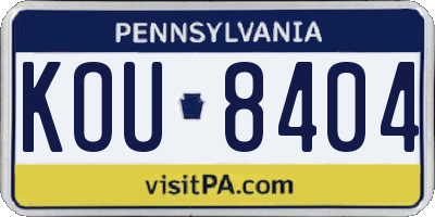 PA license plate KOU8404