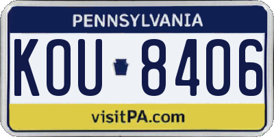 PA license plate KOU8406