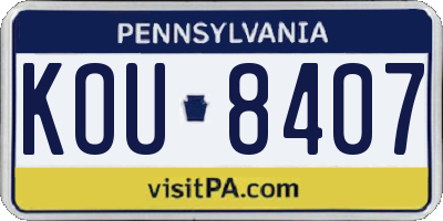 PA license plate KOU8407