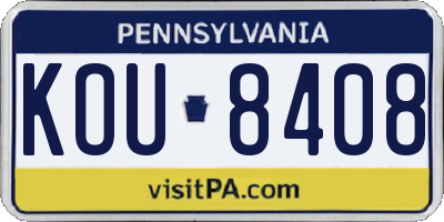 PA license plate KOU8408