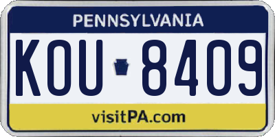 PA license plate KOU8409