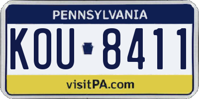 PA license plate KOU8411