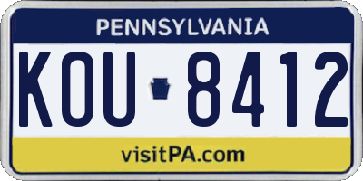 PA license plate KOU8412