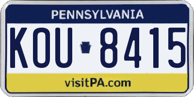 PA license plate KOU8415
