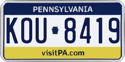 PA license plate KOU8419