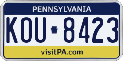 PA license plate KOU8423
