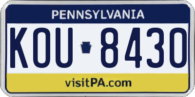 PA license plate KOU8430