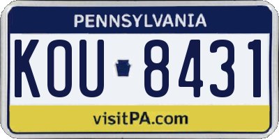 PA license plate KOU8431